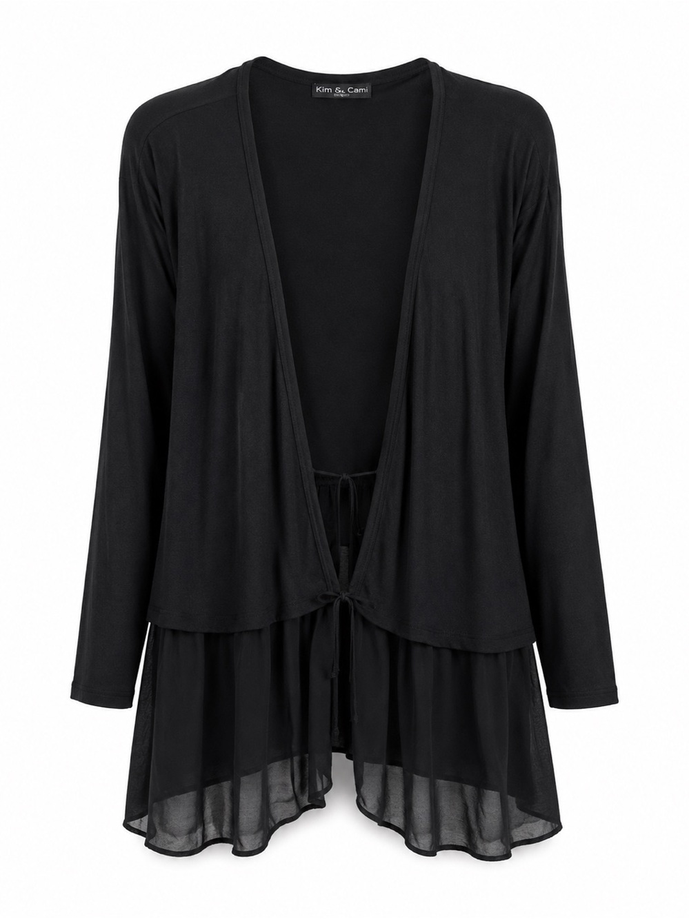 Kim & Cami Black Lightweight Open Front Cardigan